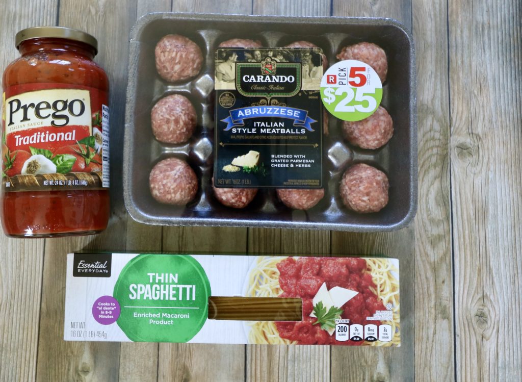 ingredients for spaghetti and meatballs