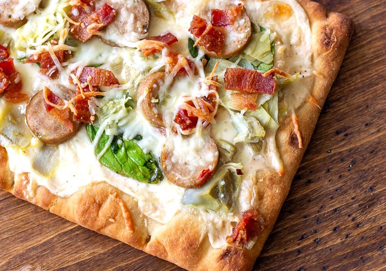 chicken sausage bacon pizza