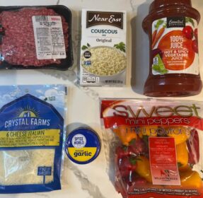 Ingredients for Beef and Couscous Stuffed Peppers